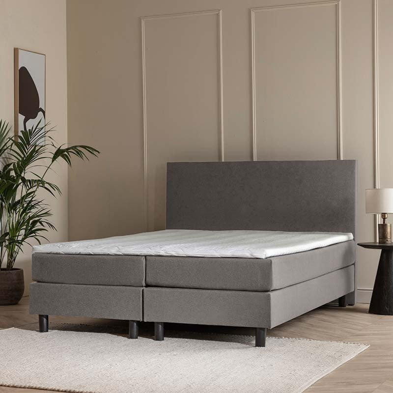 2-Persoons LEEGVERKOOP Boxspring Julia Comfort - Grijs - 160 x 200 cm - Grijs 160x200 cm - Pocketvering - Inclusief Topper - Dekbed-Discounter.nl