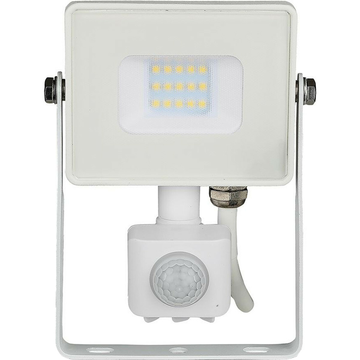 LED Bouwlamp 10 Watt met Sensor - LED Schijnwerper - Viron Dana - Natuurlijk Wit 4000K - Mat Wit - Aluminium - SAMSUNG LEDs