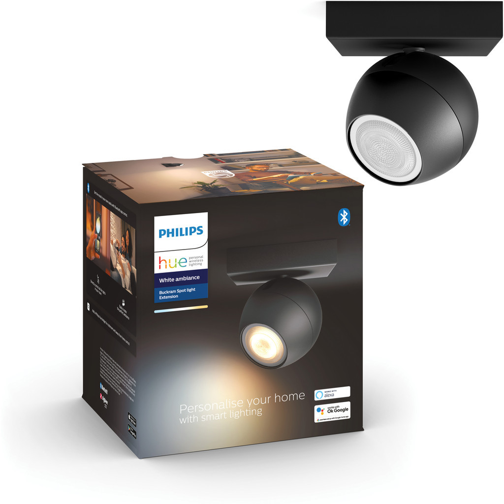 Philips Hue Buckram 1-Spot opbouwspot White Ambiance Zwart