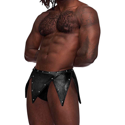 Male Power Eros - Gladiator Kilt Design with an Attached Thong - L/XL - Black