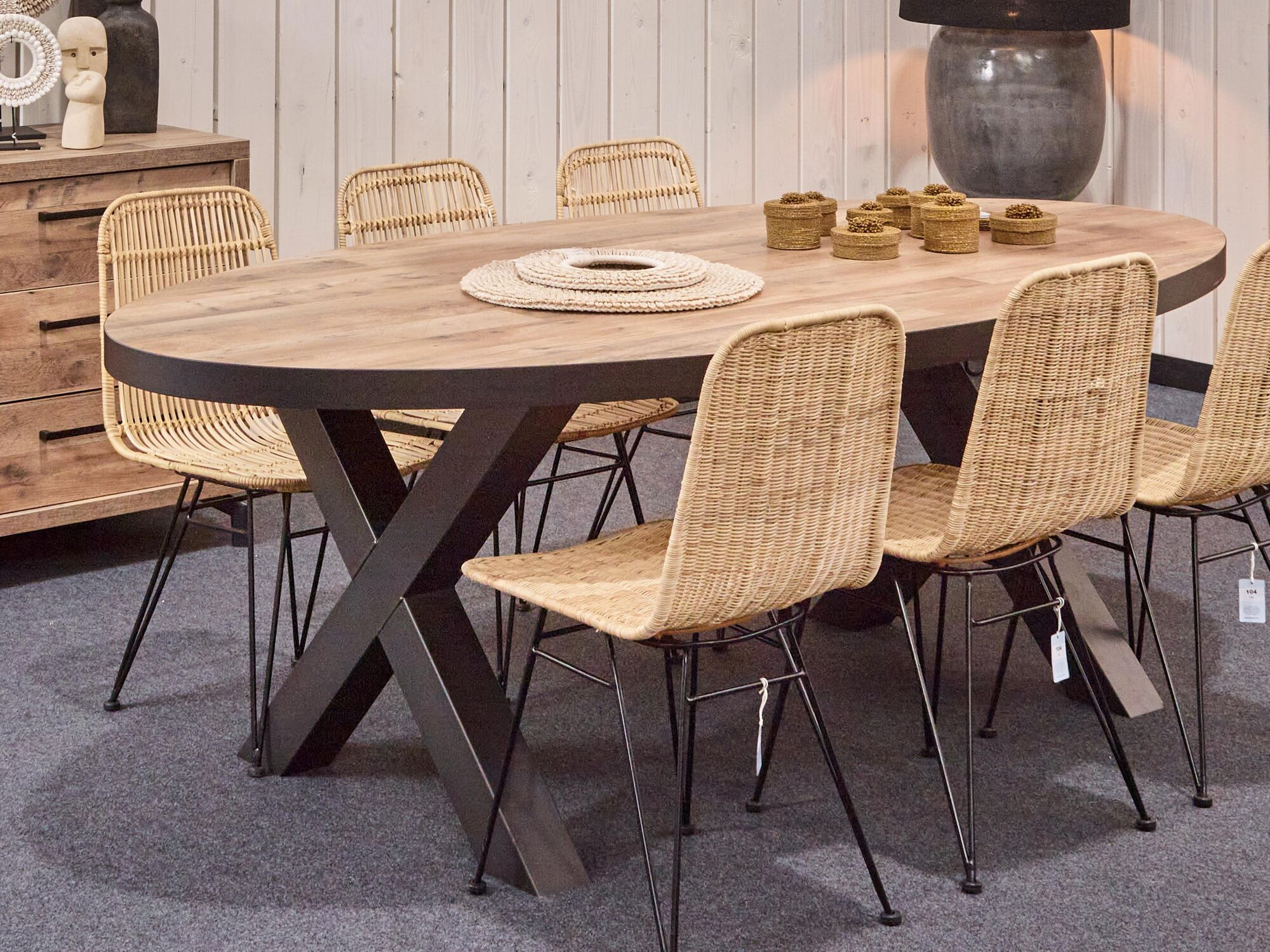 Ovale eettafel KUTINA 163 cm parket natuur