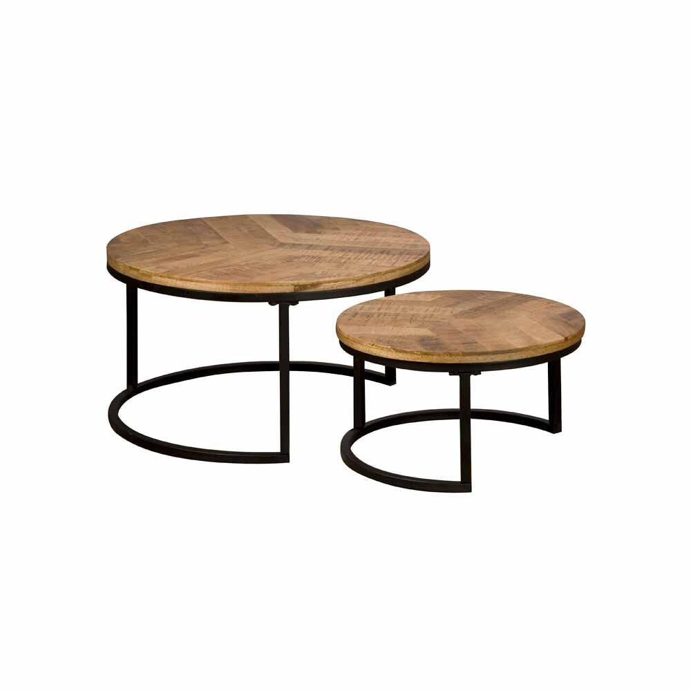 Tower Living Ronde Salontafel Viola Mangohout, Set van 2 stuks