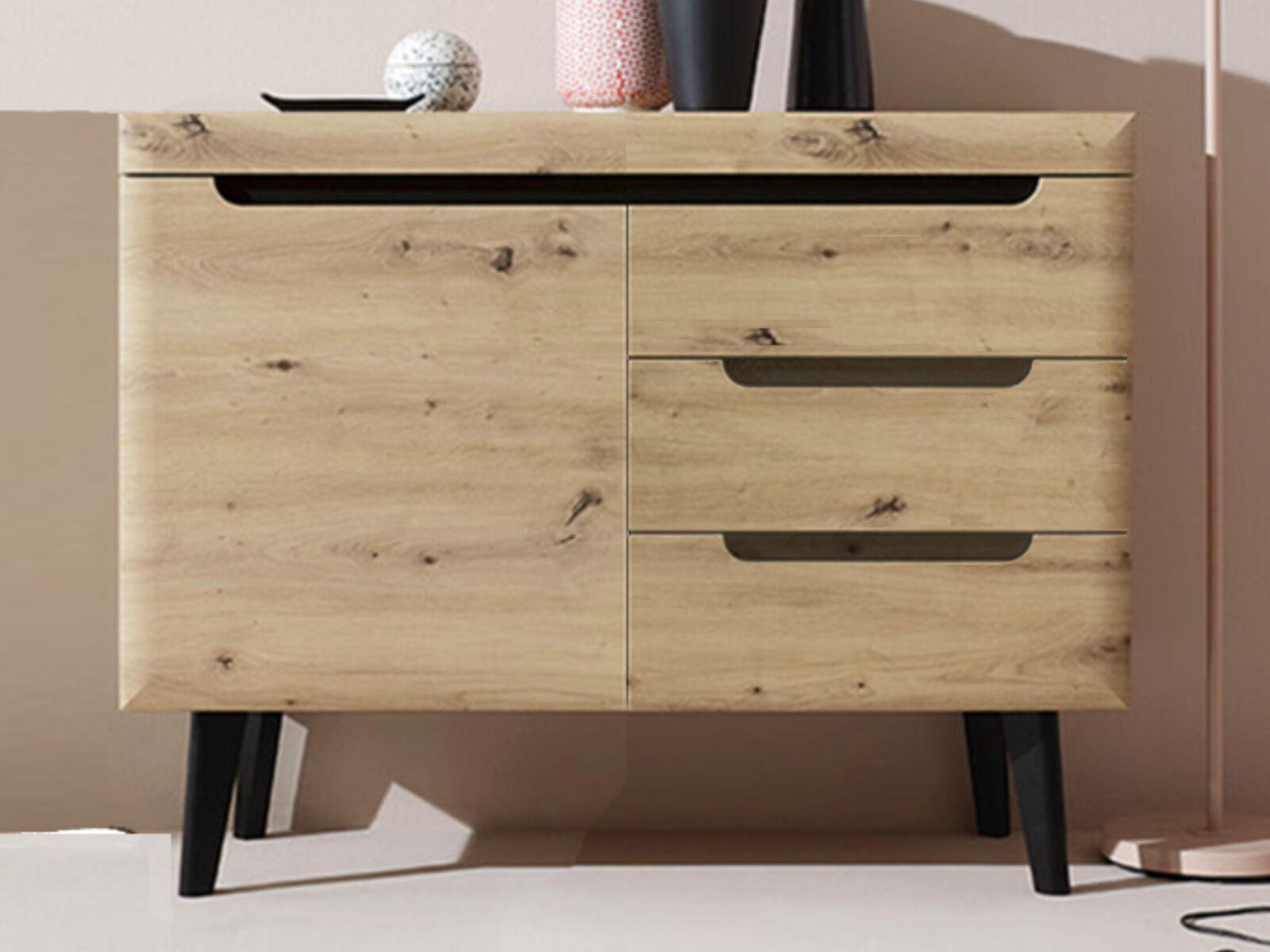 Dressoir NORDO 1 deur 3 lades artisan eik