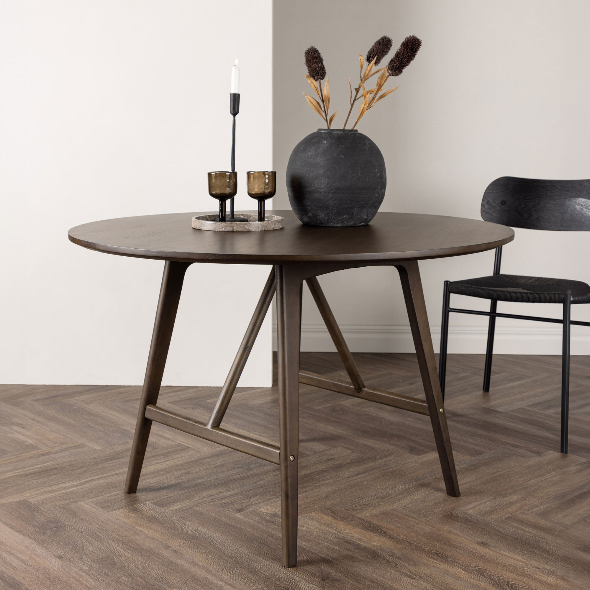 Nohr Ronde Eettafel Yolando Rubberhout, 100cm - Donkerbruin