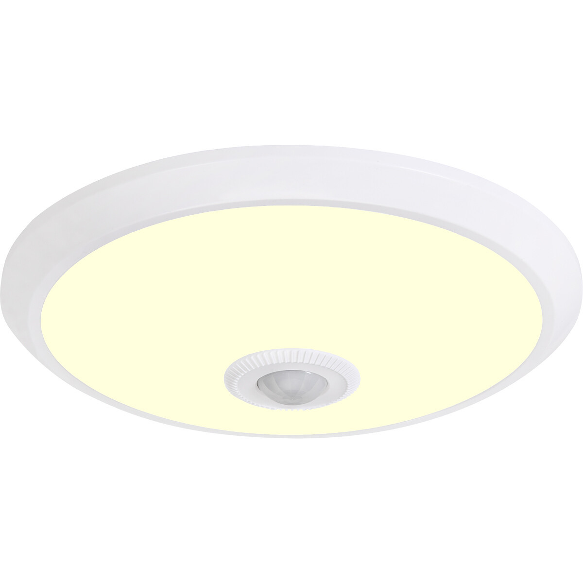 LED Plafondlamp met Sensor + Dag en Nacht Sensor - Kozolux Crimpy - 20W 1500lm - Warm Wit 3000K - Opbouw - Rond - Wit