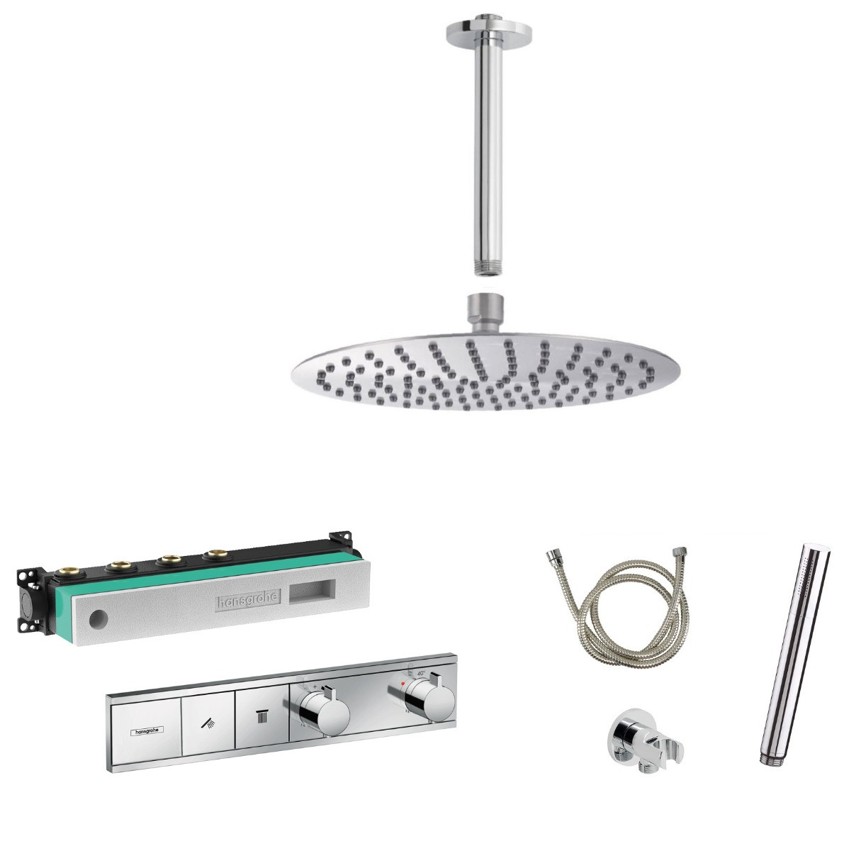 Hansgrohe RainSelect inbouw douchekraan met Saniclear Talpa 20cm douchekop en plafondarm regendouche chroom