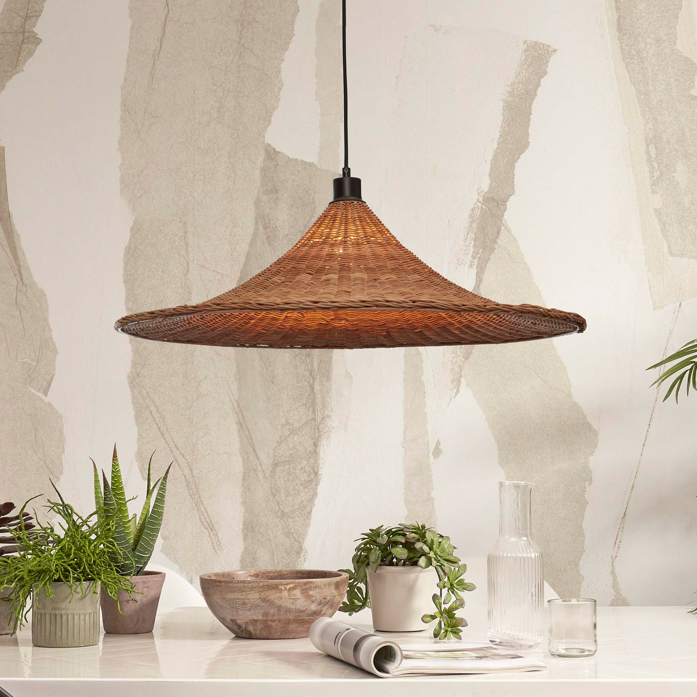 GOOD&MOJO Hanglamp 'Borabora' Rotan, 70cm, kleur Naturel