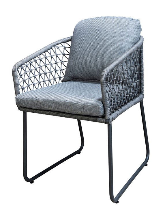 Bara dining chair aluminium dark grey/rope dark grey/mixed grey AW - Yoi