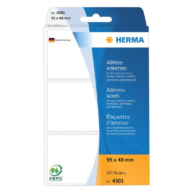 Etiket HERMA adres 4301 95x48mm 250stuks zig-zag