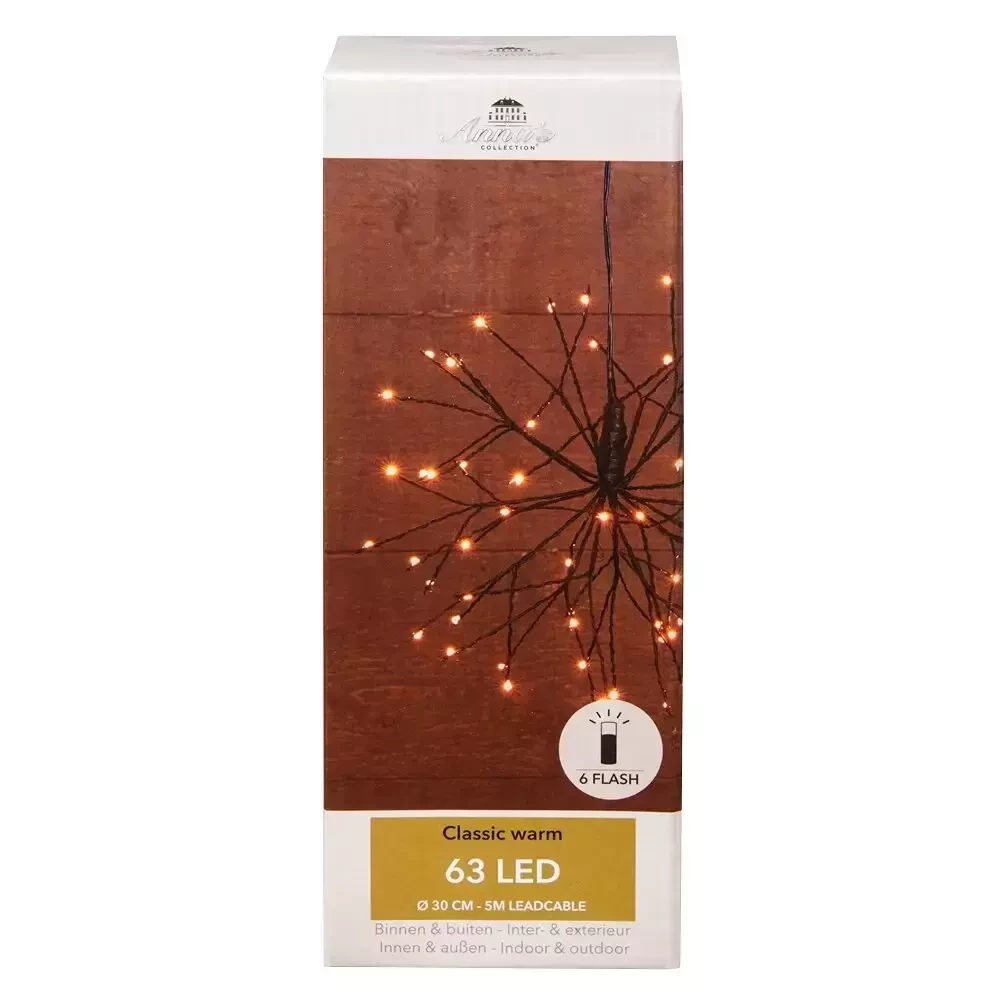 Kerstverlichting Les Ster Flash 30cm 63 lampjes - klassiek wit