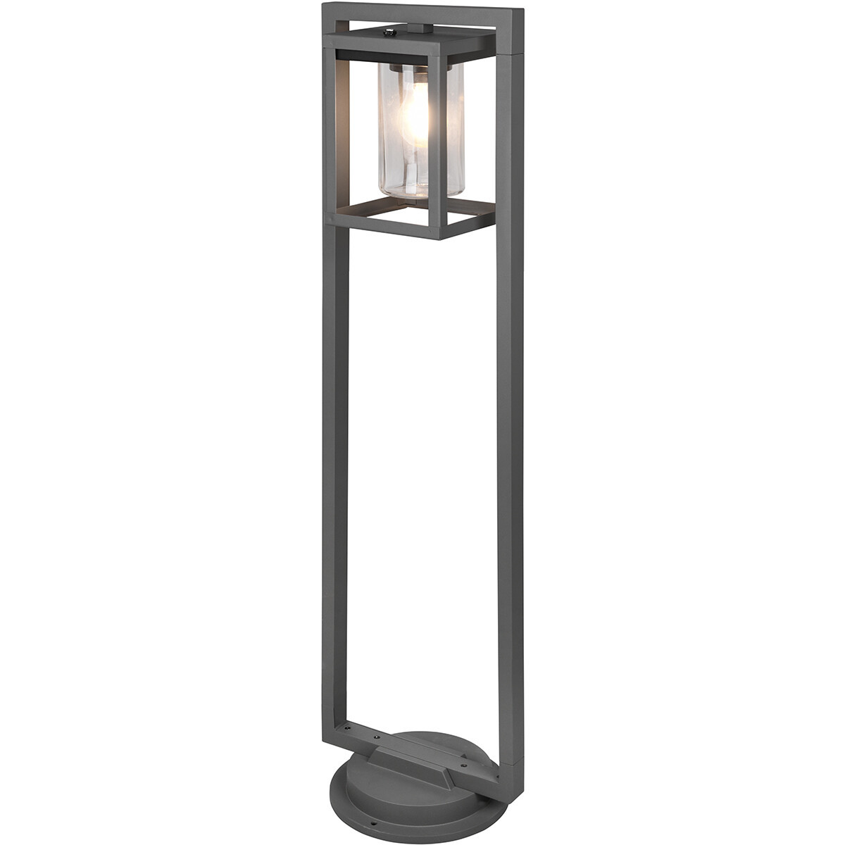 LED Tuinverlichting met Dag en Nacht Sensor - Staande Buitenlamp - Trion Lunka XL - E27 Fitting - Spatwaterdicht IP44 - Rechthoek - Mat Antraciet - Aluminium