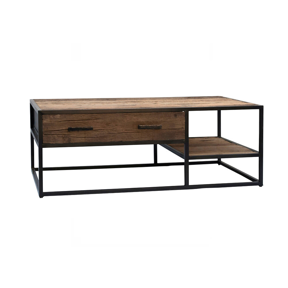 Livingfurn Salontafel Dakota Riverwood en metaal, 120 x 70cm - Bruin