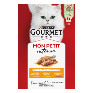 Gourmet Mon Petit Intense met gevogelte natvoer kat 4 x (6 x 50 g)