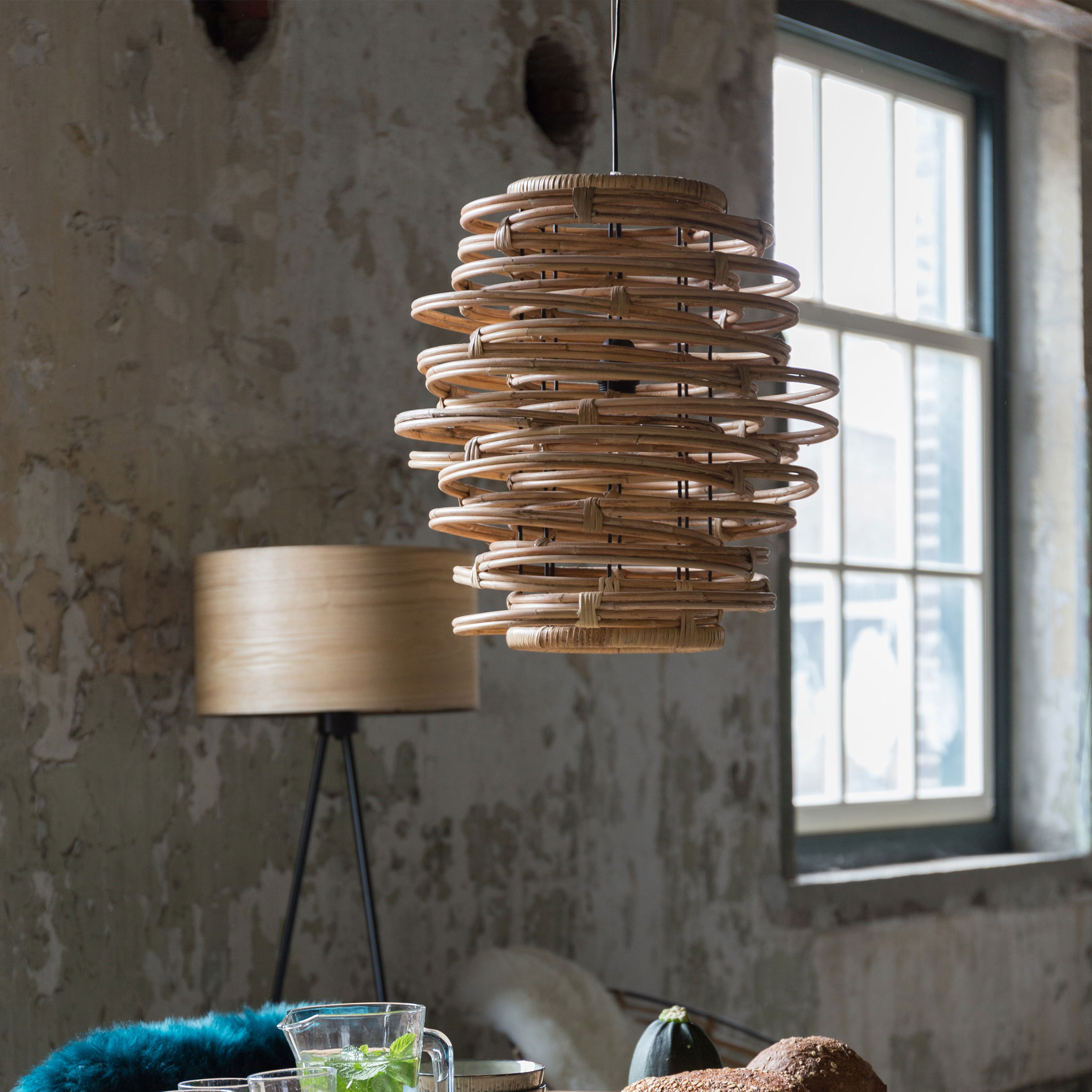 Dutchbone Hanglamp 'Kubu' Rattan, 45cm