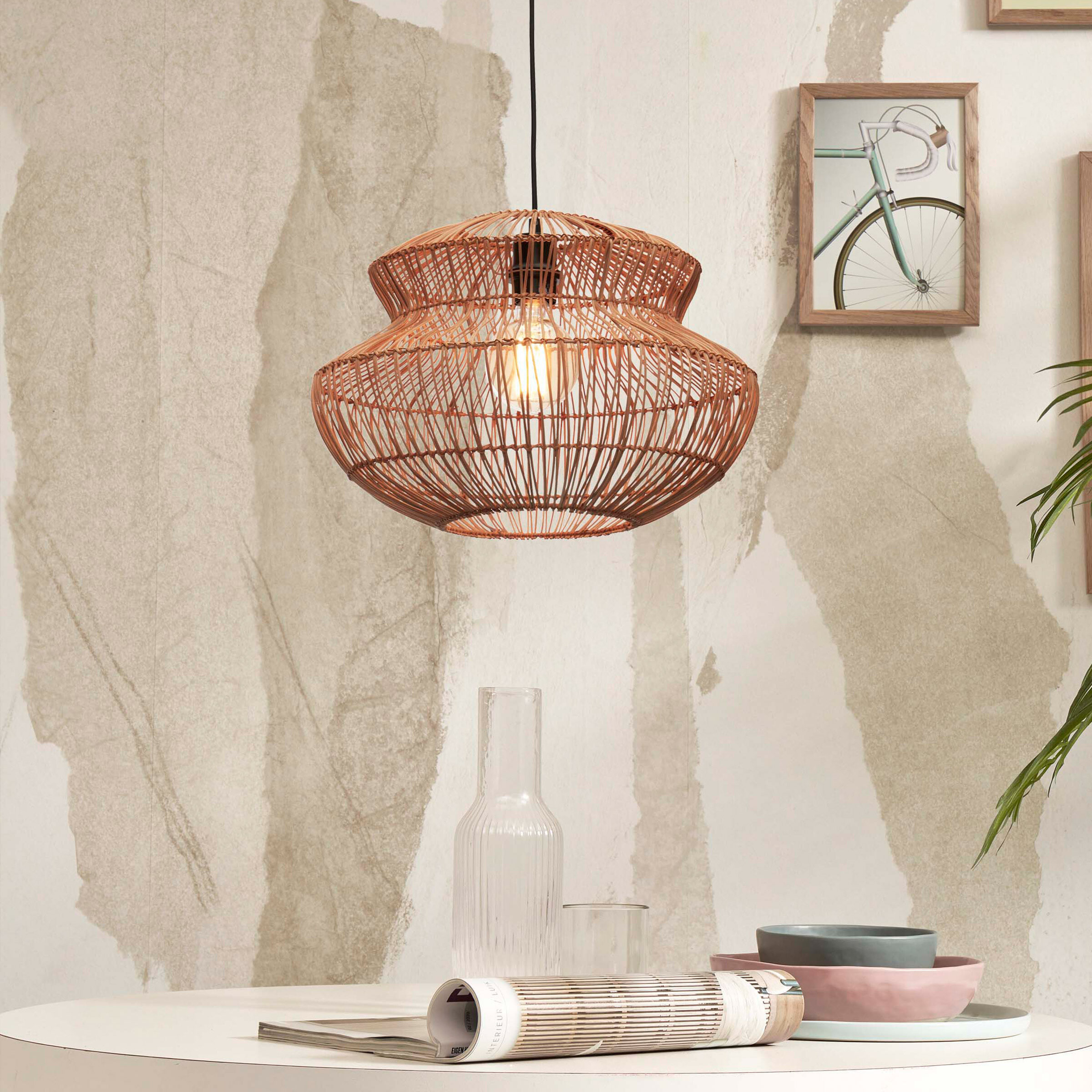 GOOD&MOJO Hanglamp 'Zanzibar' Rotan, 40cm, kleur Naturel