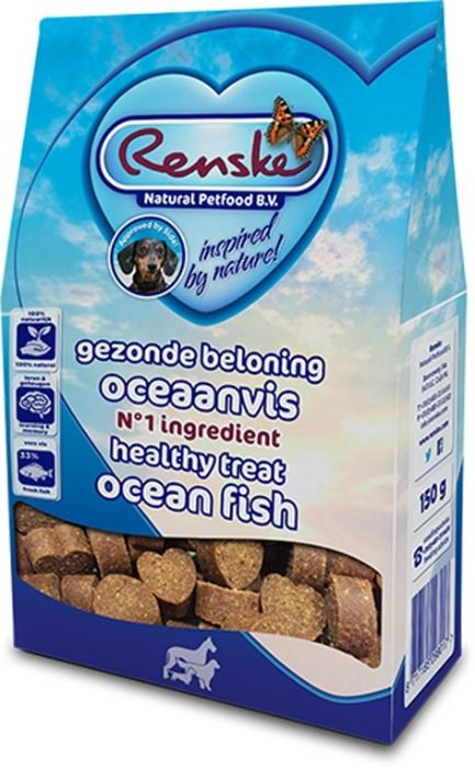 Renske Gezonde Beloning Hartjes oceaanvis hondensnacks 150gr