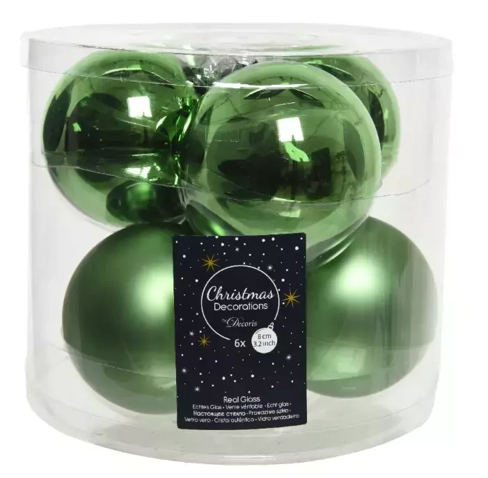 Decoris kerstballen glas 6st groen 8cm