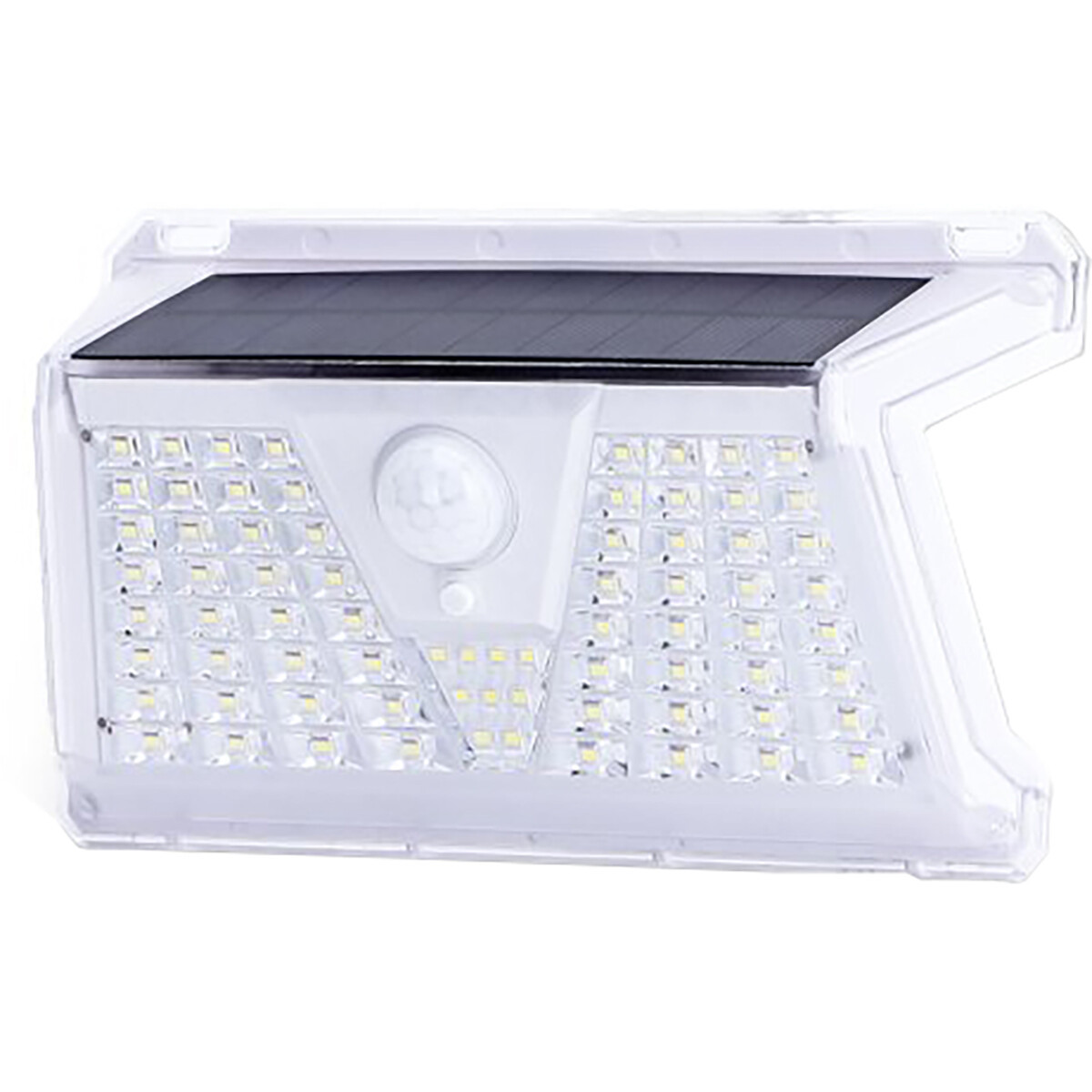 LED Tuinverlichting met Bewegingssensor op Zonne-energie - Wandlamp Buitenlamp - Aigi Yubo - 2.4W - Helder/Koud Wit 6500K - Waterdicht IP65 - Rechthoek - Mat Wit - Aluminium