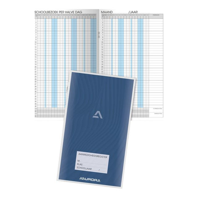 Aanwezigheidsregister Aurora 155x260mm 28blz Nederlandstalig | 25 stuks