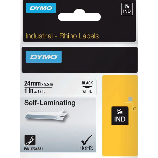 Labeltape Dymo Rhino 1734821 viny 24mmx5.5m zwart op wit