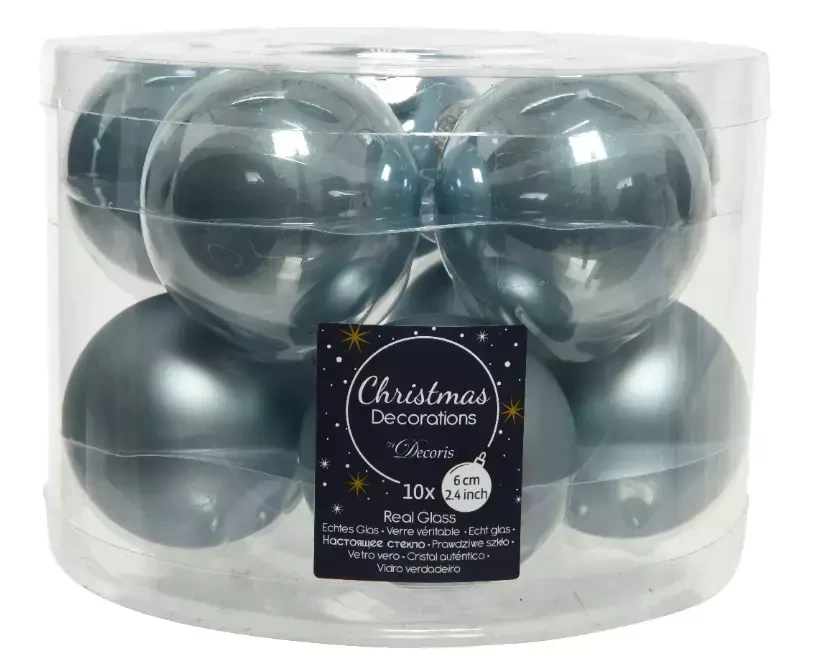 Decoris kerstballen glas 10st Blauw 6cm