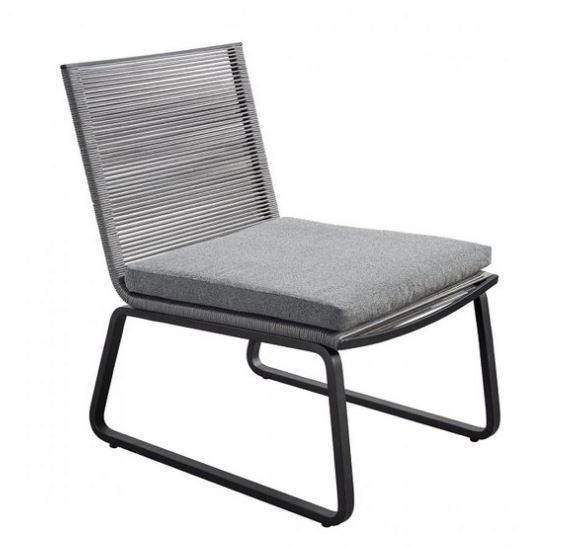 Kome lounge chair alu black/rope dark grey/kurai - Yoi