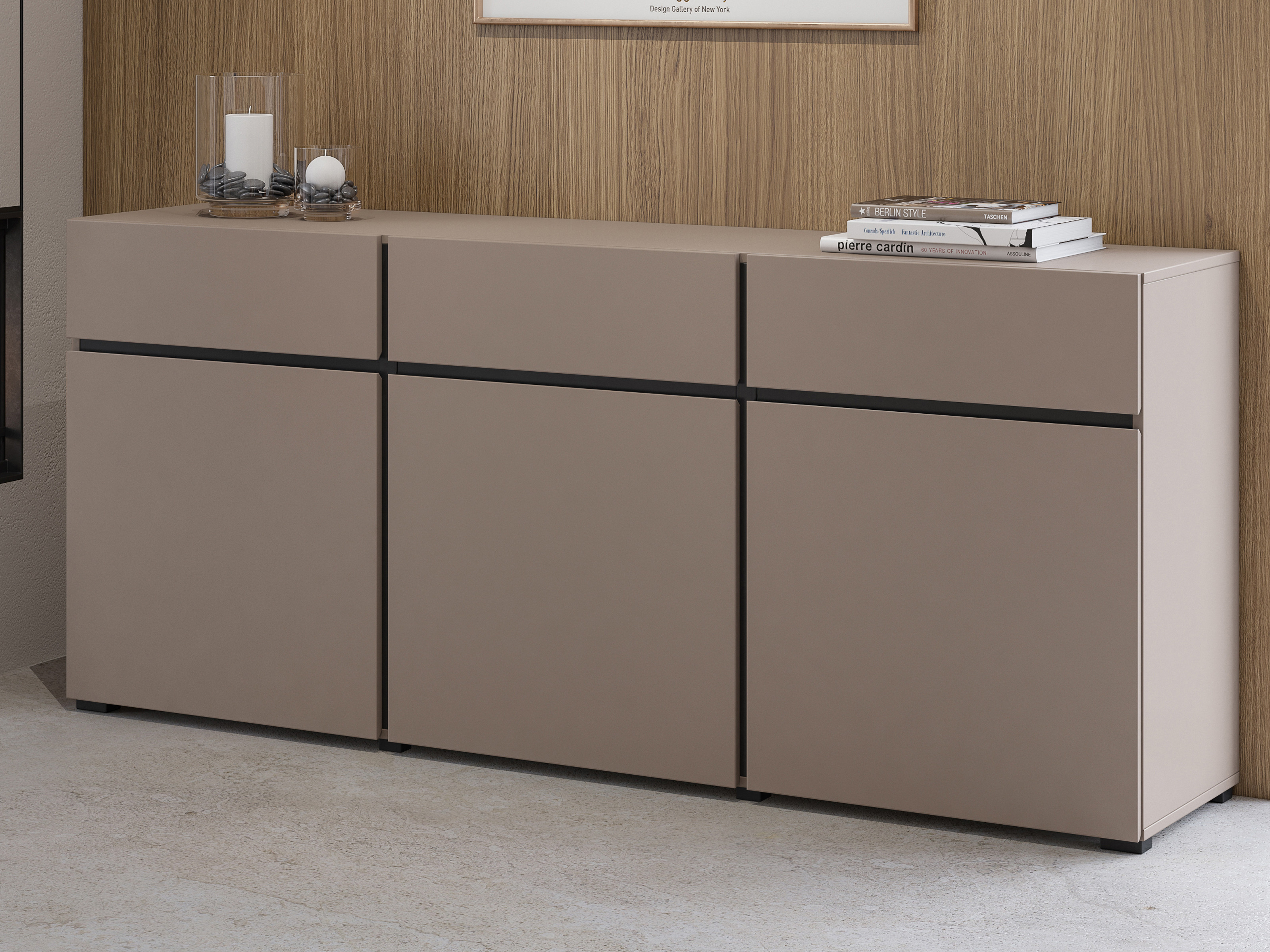 Dressoir CROSSAIR 3 deuren 3 lades taupe