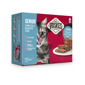 Voskes Senior - Paté tonijn met kabeljauw & sperziebonen natvoer kat (8x85 g) 8 x 85 g