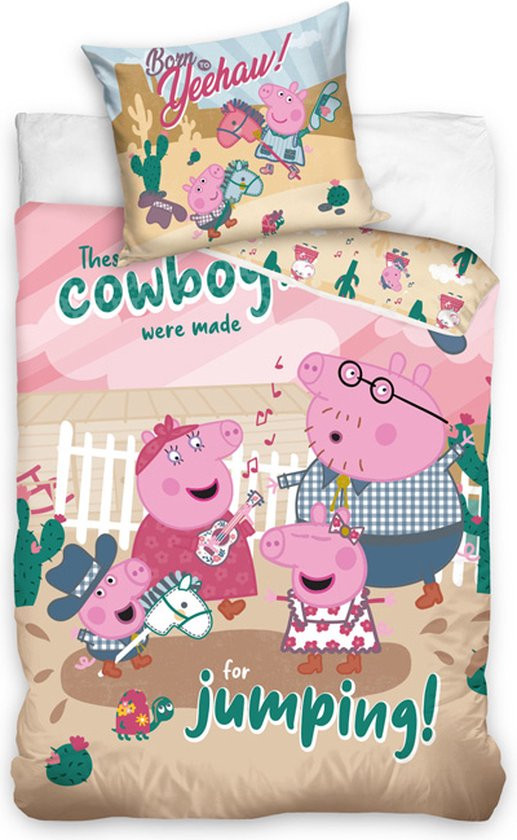 Peppa Pig Cowboys Dekbedovertrek 140 x 200 cm katoen