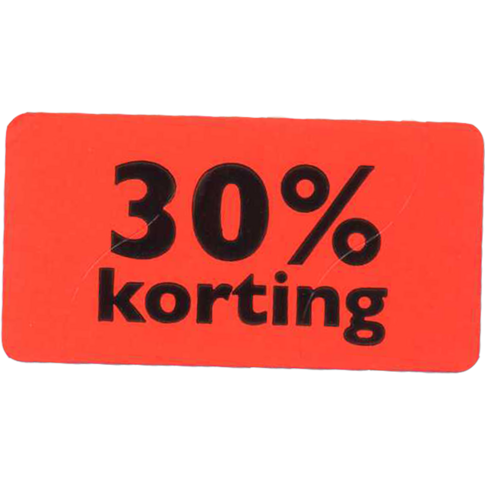 Etiket | Reclame-etiket | papier | 30% korting | permanent | 47x25mm | fluor/rood | rol à 1000 stuks