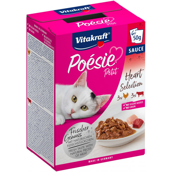 Vitakraft Poésie Petit Heart Selection natvoer kat (6 x 50 g) 3 verpakkingen (18 x 50 g)