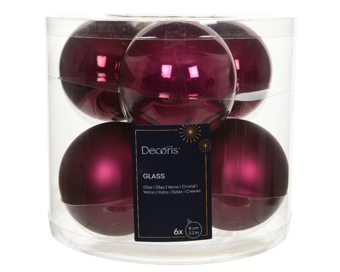 Decoris kerstballen Glas 6st granaatappel 8cm