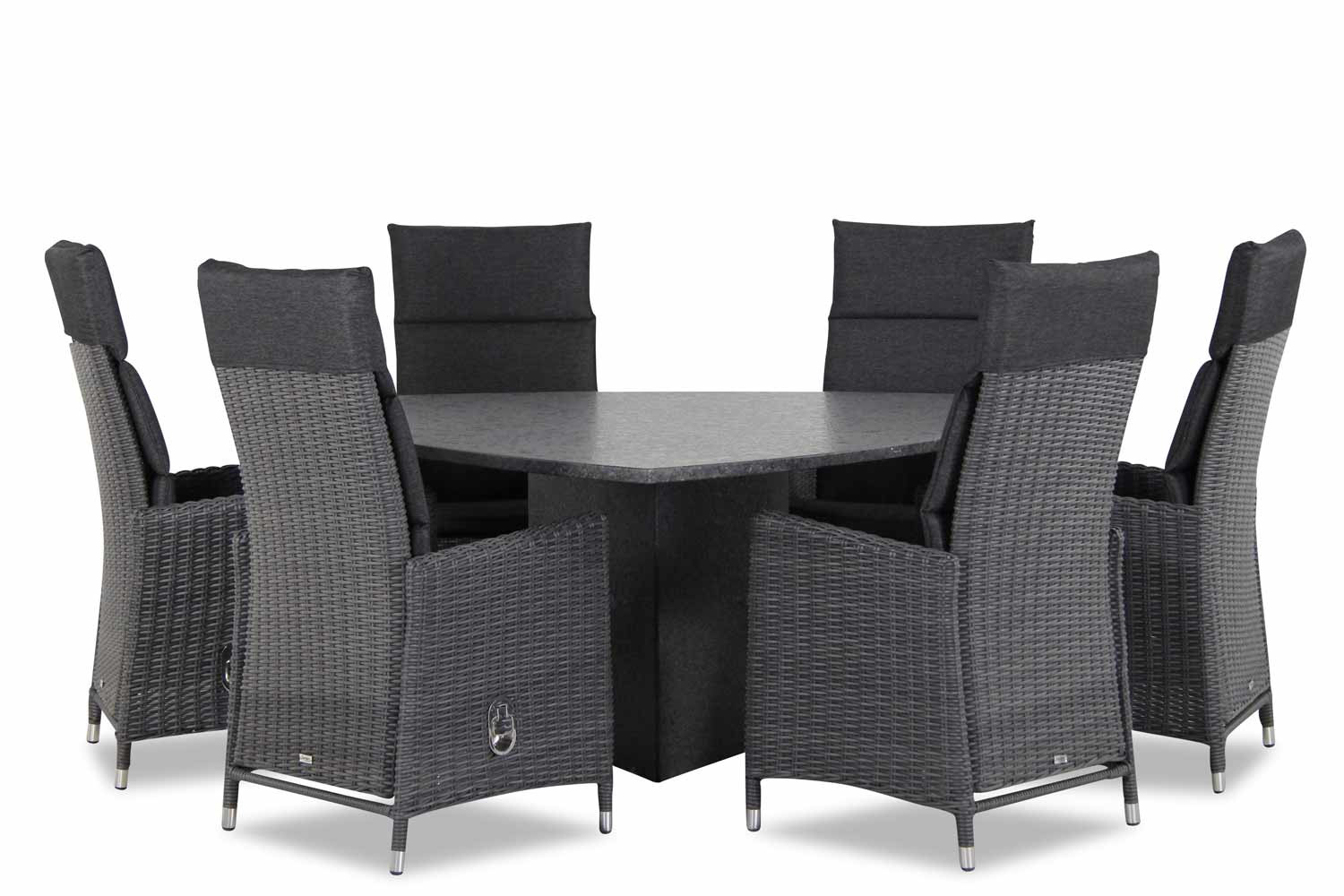 Garden Collections Madera/Graniet triangel 170 cm dining tuinset 7-delig