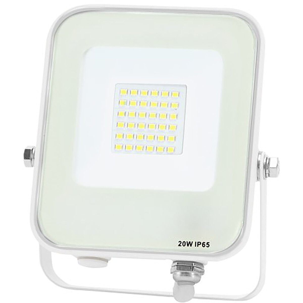 LED Bouwlamp - LED Schijnwerper - Aigi Rekan - 20 Watt - Helder/Koud Wit 6500K - Waterdicht IP65 - Rechthoek - Mat Wit - Aluminium