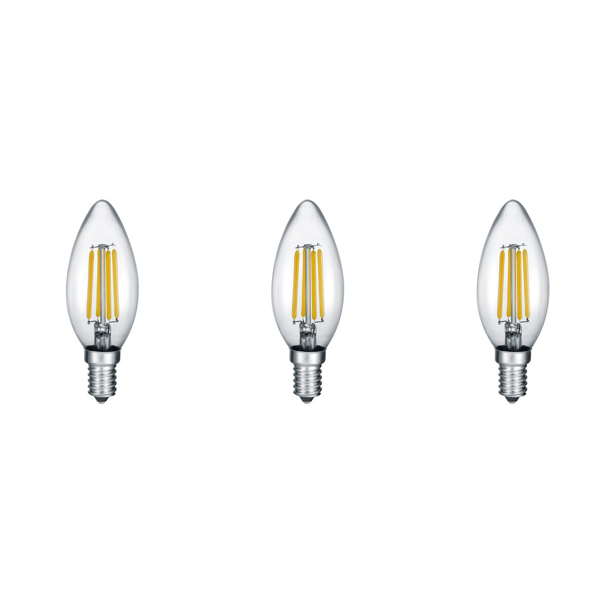 LED Lamp - Filament - Trion Kamino - Set 3 Stuks - E14 Fitting - 2W - Warm Wit-2700K - Transparant Helder - Glas