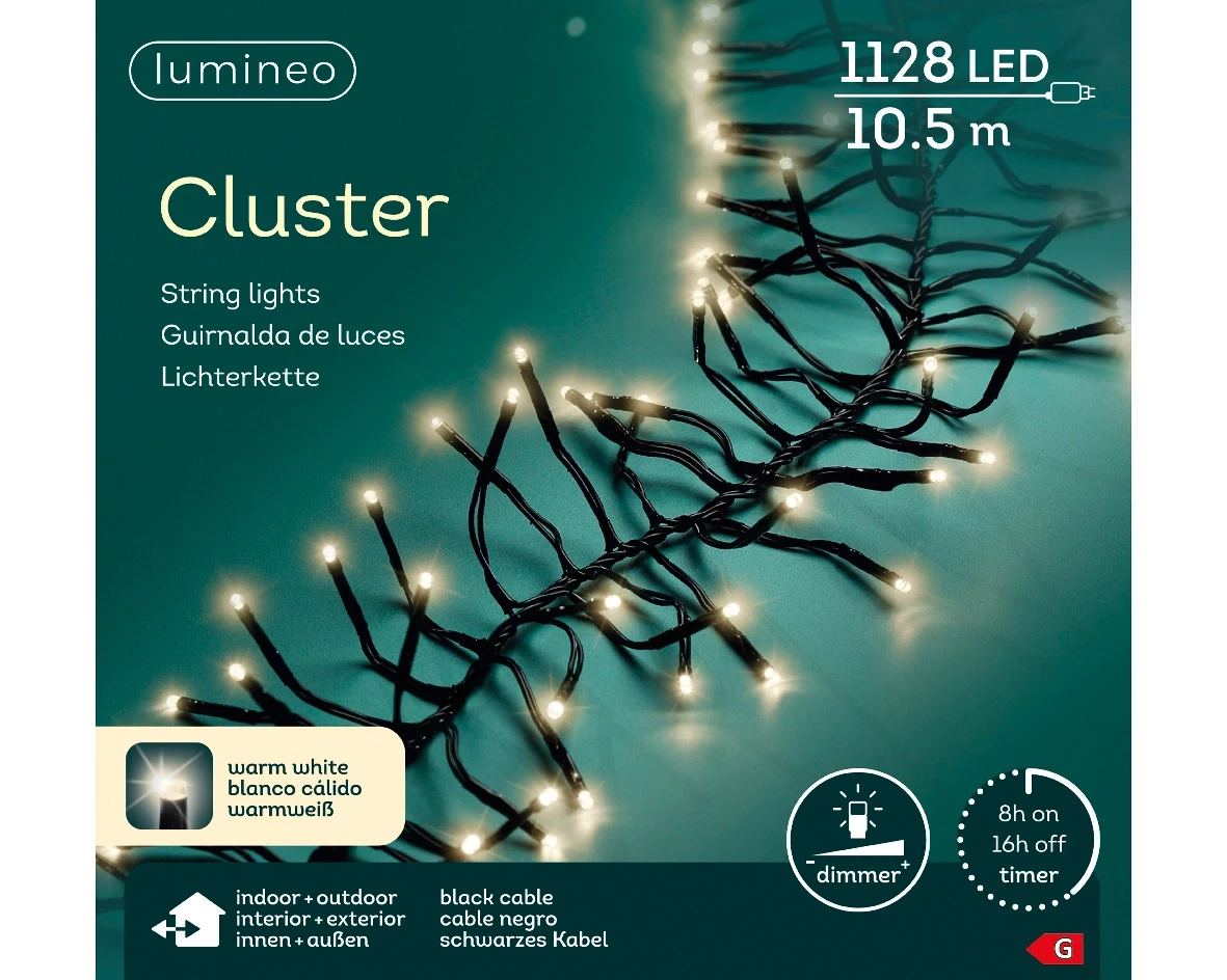 Lumineo clusterverlichting 10.5m 1128led warm wit