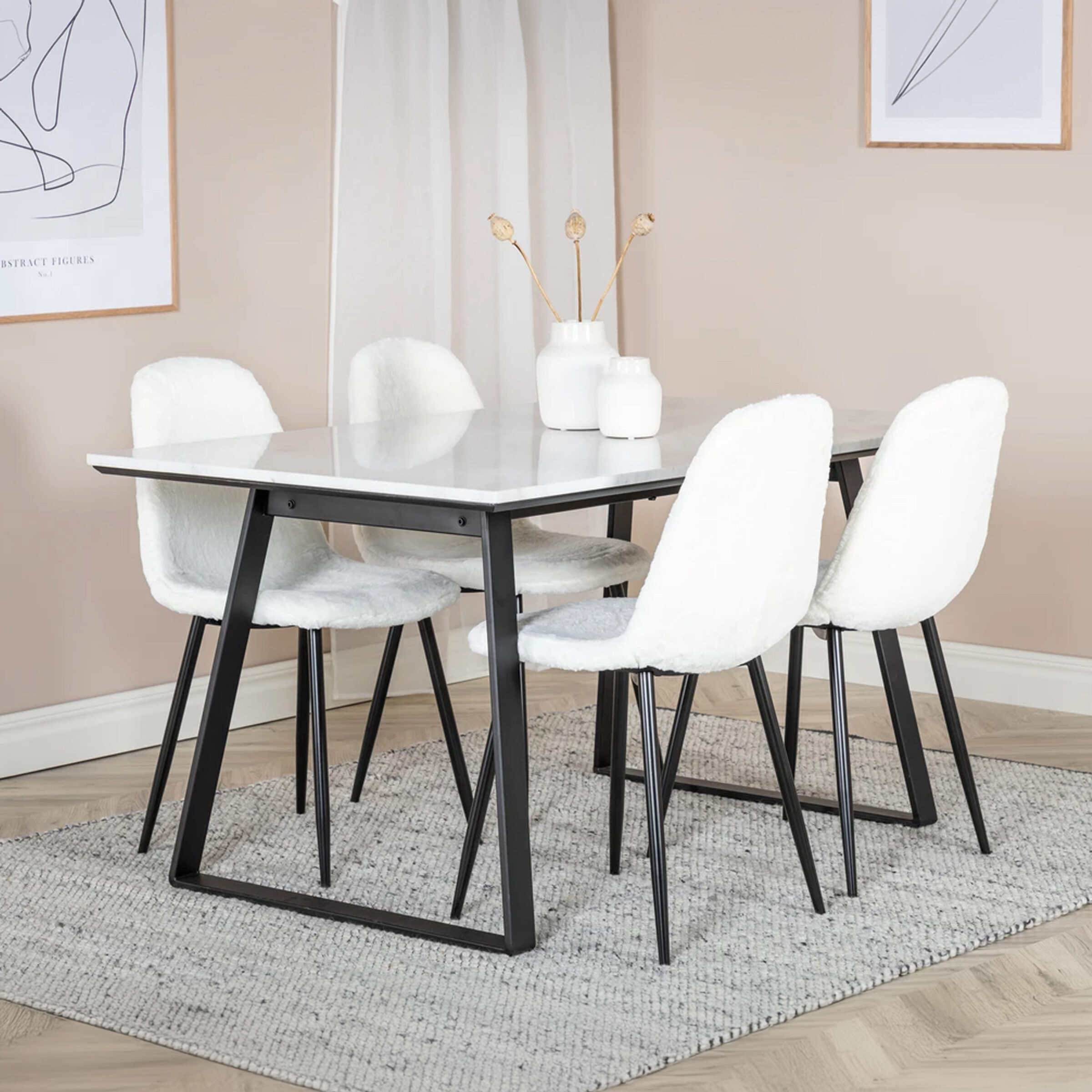 Nohr Eettafel Lenton Marmer, 140 x 90cm - Wit