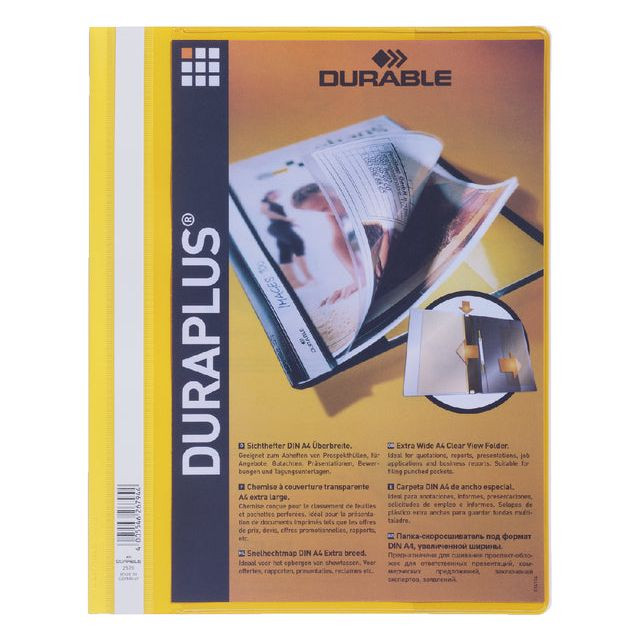 Snelhechtmap Durable Duraplus A4 geel | 25 stuks