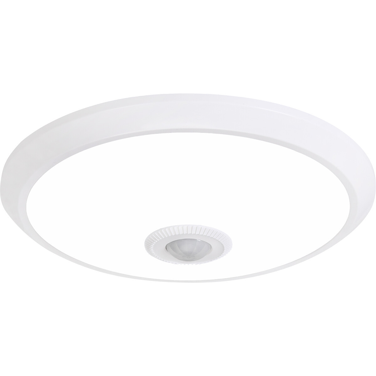 LED Plafondlamp met Sensor + Dag en Nacht Sensor - Kozolux Crimpy - 20W 1500lm - Helder/Koud Wit 6400K - Opbouw - Rond - Wit