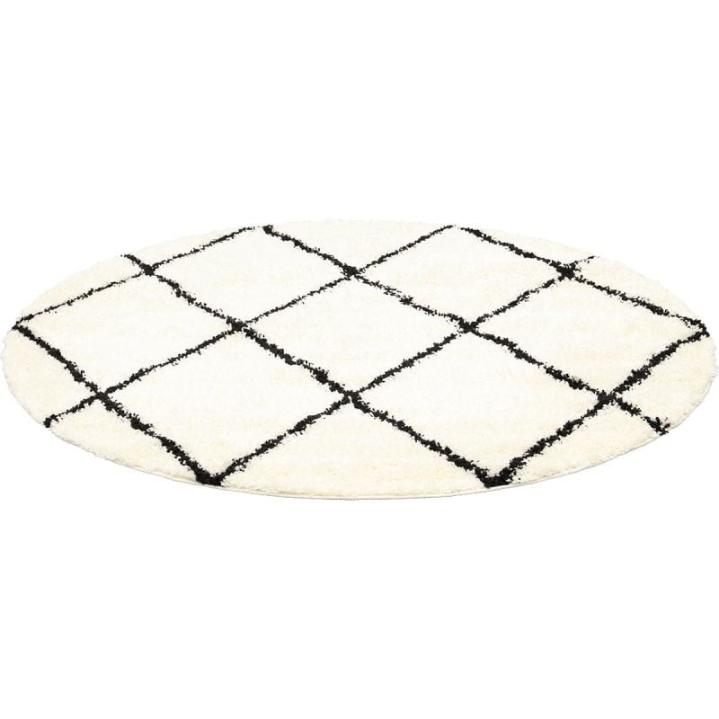 Vloerkleed Emy rond creme/zwart 160