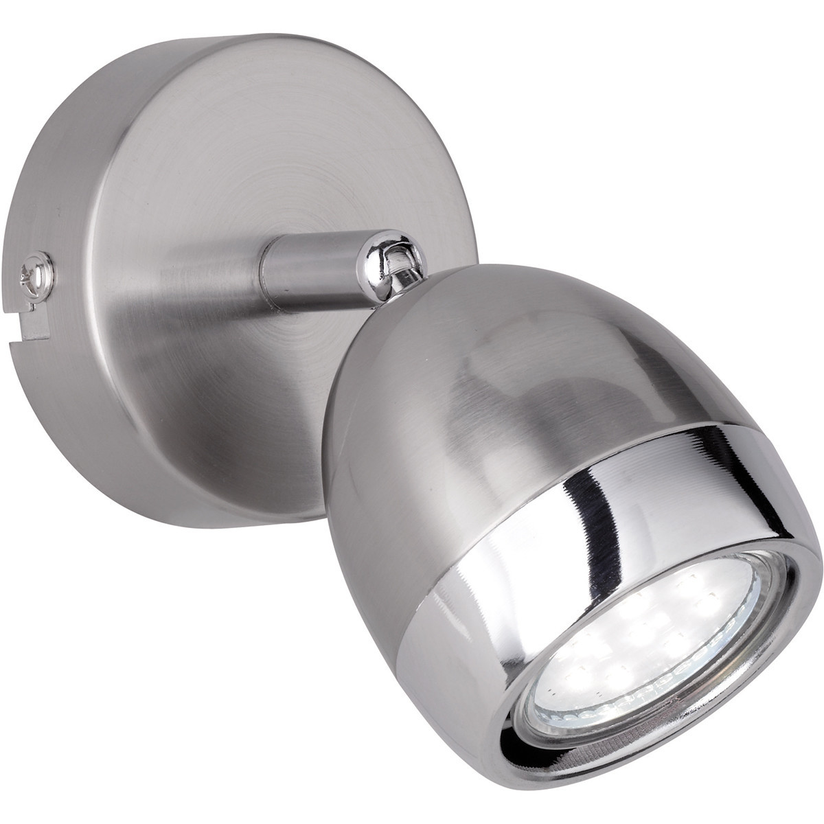 LED Wandspot - Trion Nonta - GU10 Fitting - 3W - Warm Wit 3000K - 1-lichts - Rond - Mat Nikkel - Aluminium