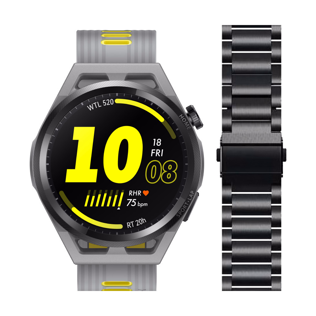 Huawei Watch GT Runner Grijs + RVS Bandje Zwart