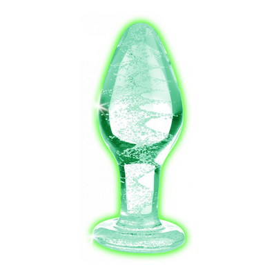 XR Brands Glow-In-The-Dark - Glass Butt Plug - Medium