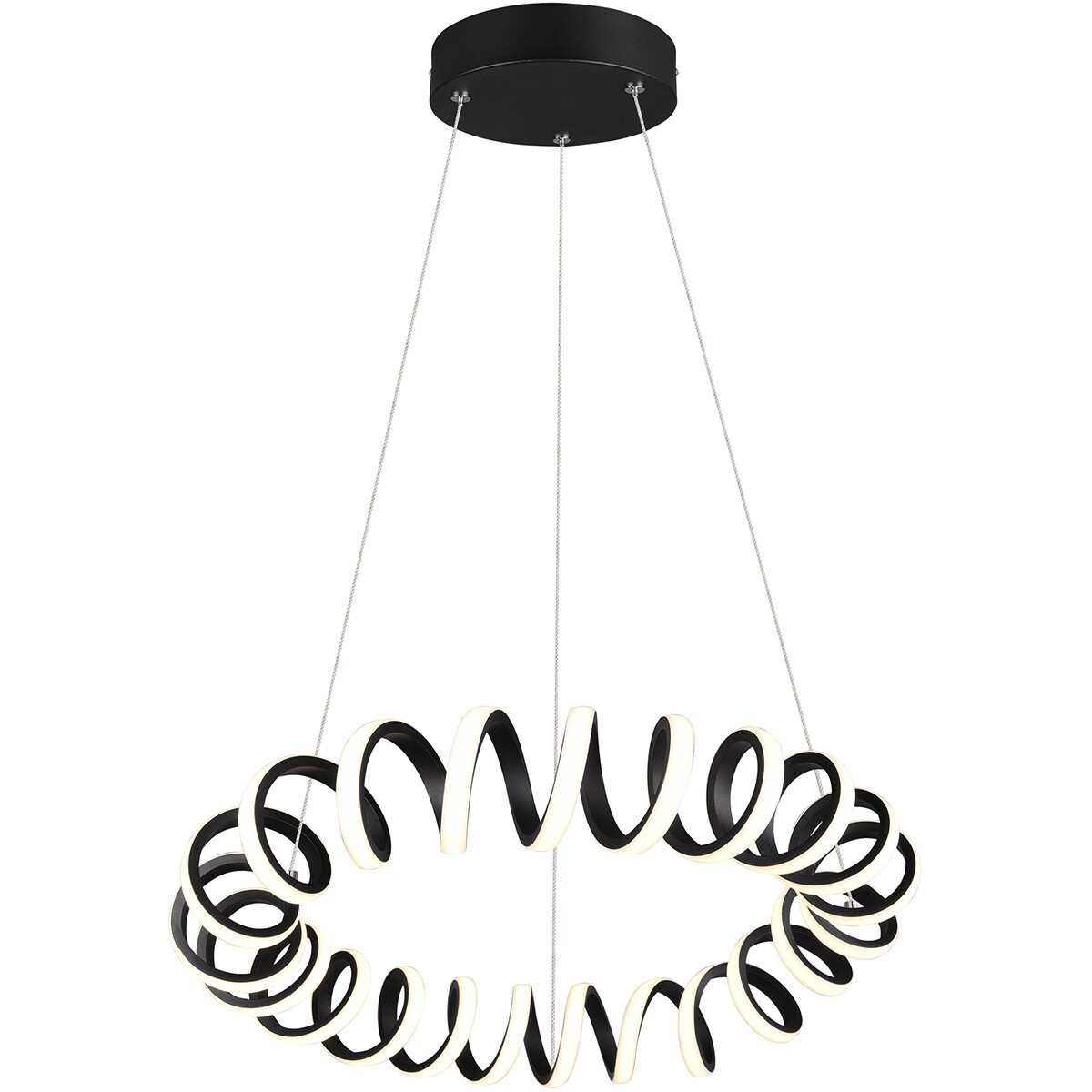 LED Hanglamp - Trion Coral - 33W - Warm Wit 3000K - Dimbaar - Rond - Mat Zwart - Aluminium