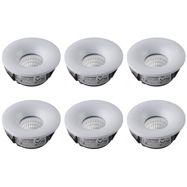 LED Veranda Spot Verlichting 6 Pack - Inbouw Rond 3W - Natuurlijk Wit 4200K - Mat Wit Aluminium - Ø48.5mm