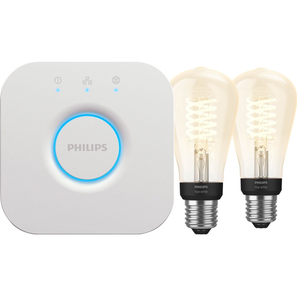 Philips Hue Filament White Edison 2-Pack + Bridge