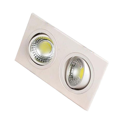 LED Spot - Inbouwspot Dubbel - Rechthoek 10W - Helder/Koud Wit 6400K - Mat Wit Aluminium - Kantelbaar 175x93mm