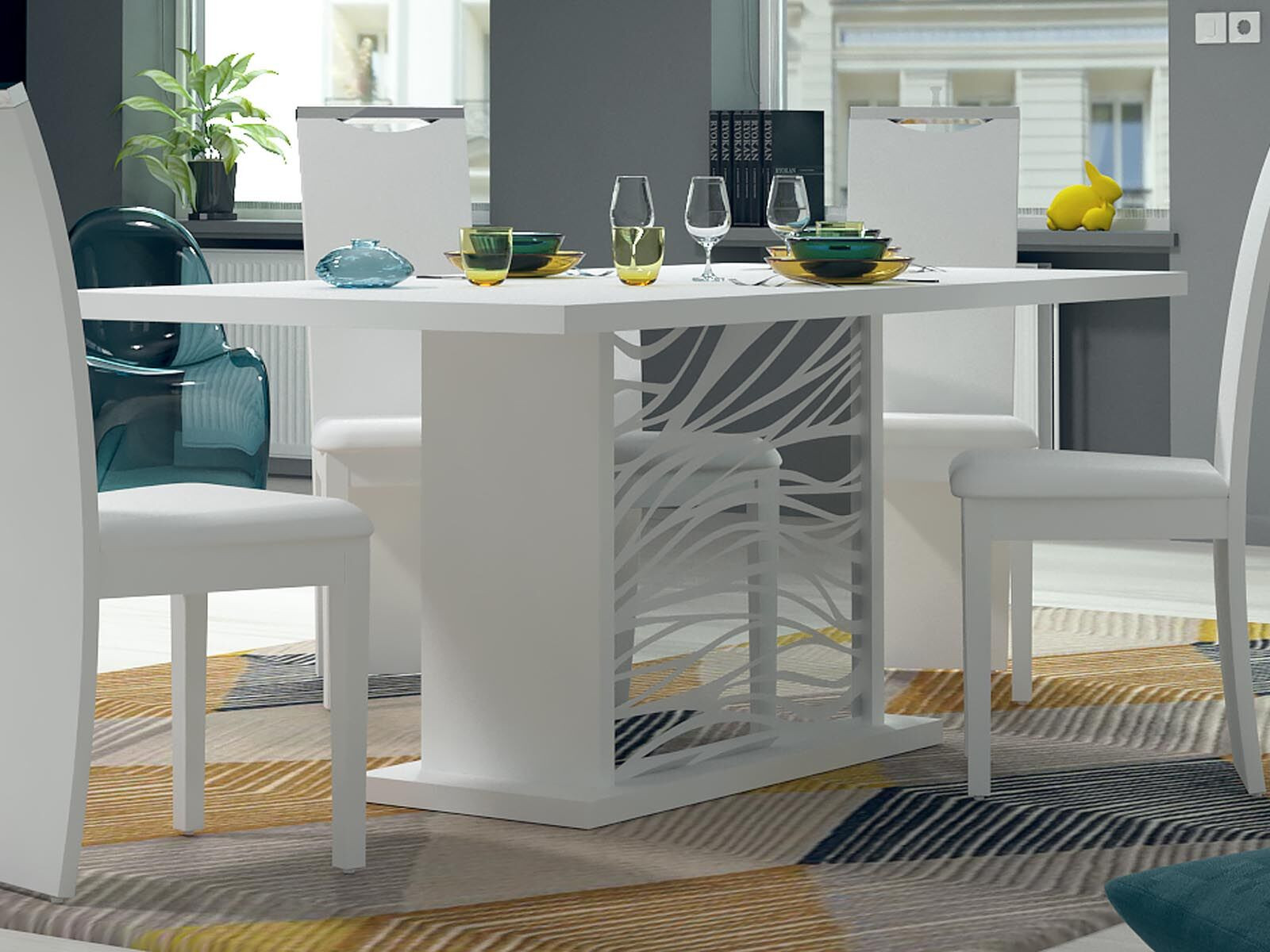 Verlengbare eettafel SPYRO 180>225 cm wit/hoogglans wit