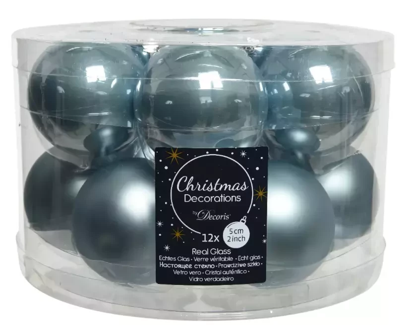 Decoris kerstballen glas 12st blauw 5cm