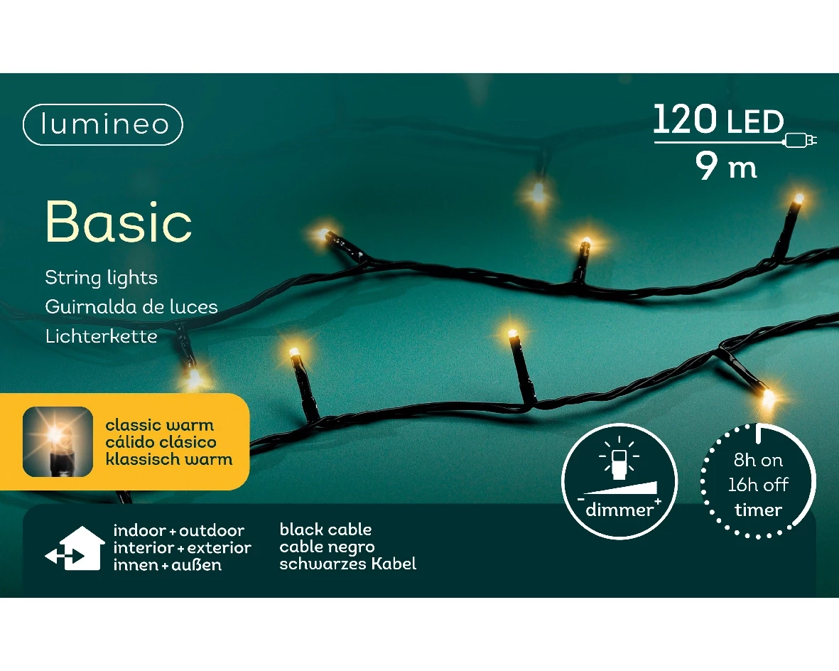 Lumineo basic Rice 120LED 9m klassiek warm